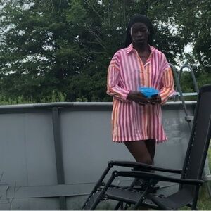 Beach riot multi colored striped swim cover up